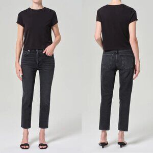 Agolde Riley High Rise Straight Crop Jeans In Panoramic Size 25